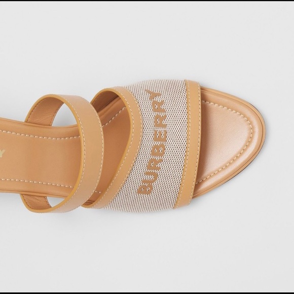 Burberry Logo Print Canvas and Leather Sandals - Picture 11 of 15